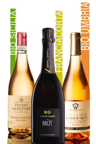 Box "Rosè & Bollicine": Franciacorta Brut, Rosa di Adele e Ciliegiolo Rosato